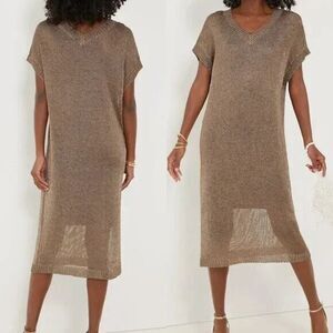 NEW Tuckernuck Bronze Metallic Knit Indie Dress Large